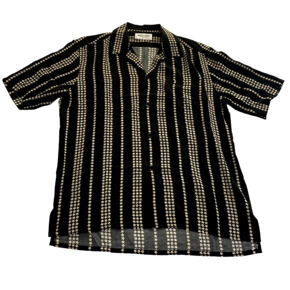Saint Laurent Button Front Shirt in Black Cream Star - Picture 1 of 6